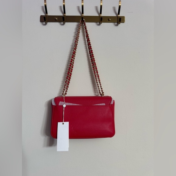 TORY BURCH Pebbled Leather Shoulder Bag With Adjustable Chain Vermillion Red - Picture 12 of 12